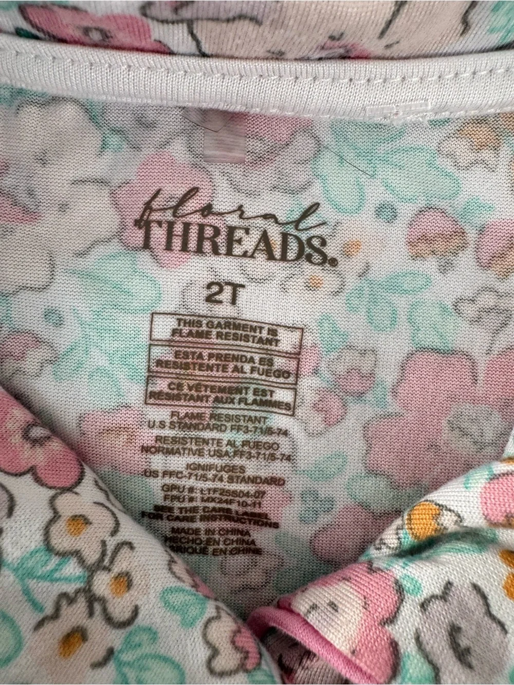 Girls Pink & Mint Floral Short-Sleeve Pajama Set - Picture 2 of 7
